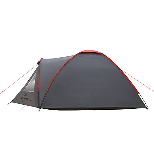 Kuppelzelt Justcamp Scott 3, Campingzelt mit Vorraum, Iglu-Zelt für 3 Personen (doppelwandig) - grau - 4