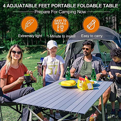 EVER ADVANCED Aluminium Campingtisch klappbar Klapptisch faltbar tragbar leicht Falttisch Tischbein Höheneinstellbar Tischplatte Größe 89.9 x 53cm - 7