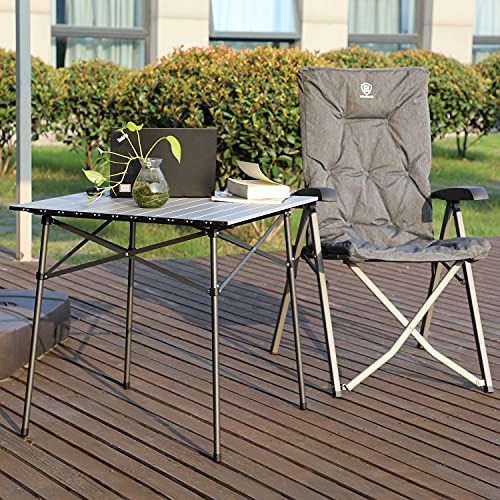 EVER ADVANCED Campingtisch Klapptisch mit Aluminium Tischplatte faltbar klappbar tragbar mit Tragetasche 70 x 70cm für Camping Garten Party Picknick Balkon - 7