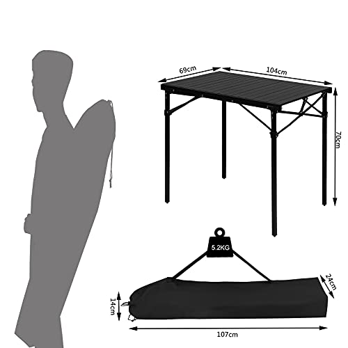WOLTU Alu Tisch Campingtisch Buffettisch 104x69x70cm(LxBxH) zusammenklappbar und tragbar Reisetisch, hohe Tragfähigkeit und Stabilität, Schwarz CPT8134sz - 4